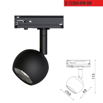 ספוט לפס צבירה איזי עגול-8W-BK